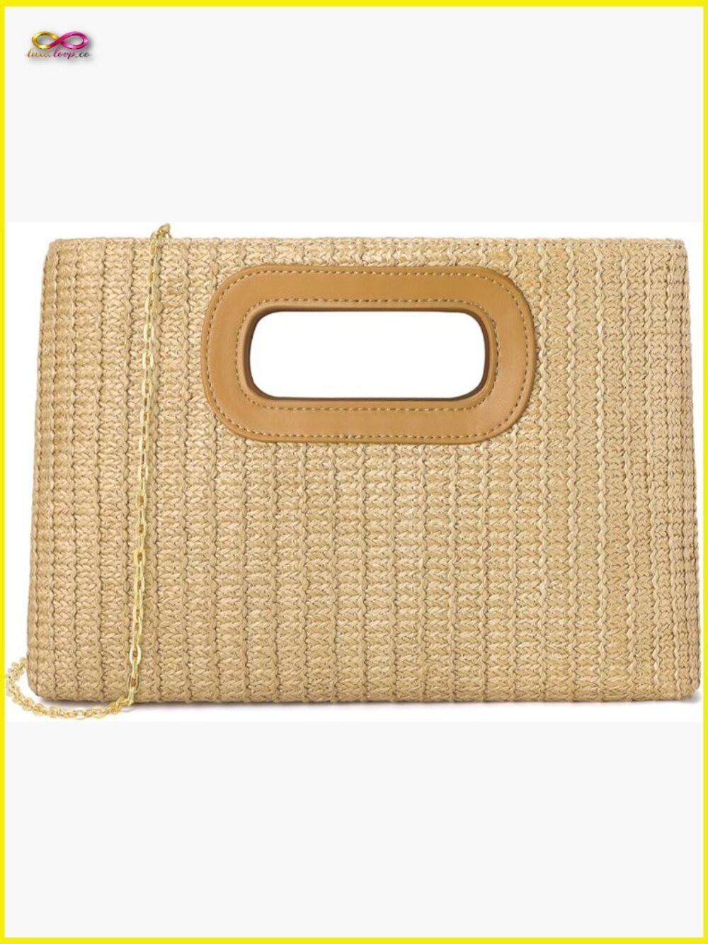 Top Handle Straw Clutch Purse Woven Beach Crossbody Bag Summer Shoulder